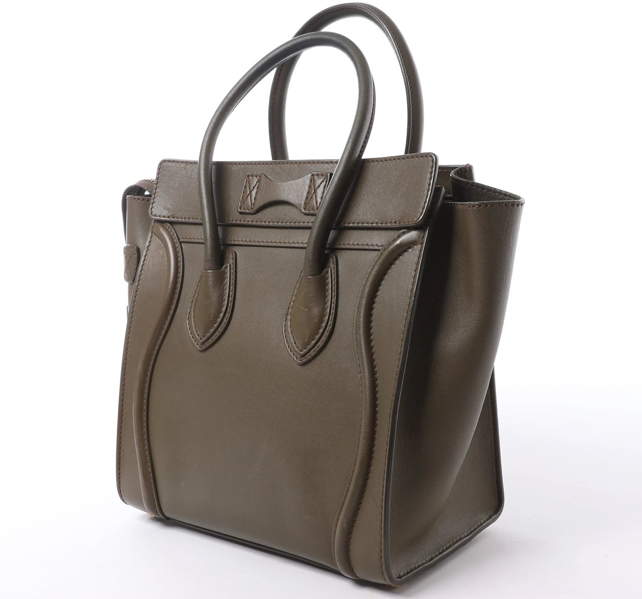 Celine Luggage Micro Leather Handbag in Khaki Divers
