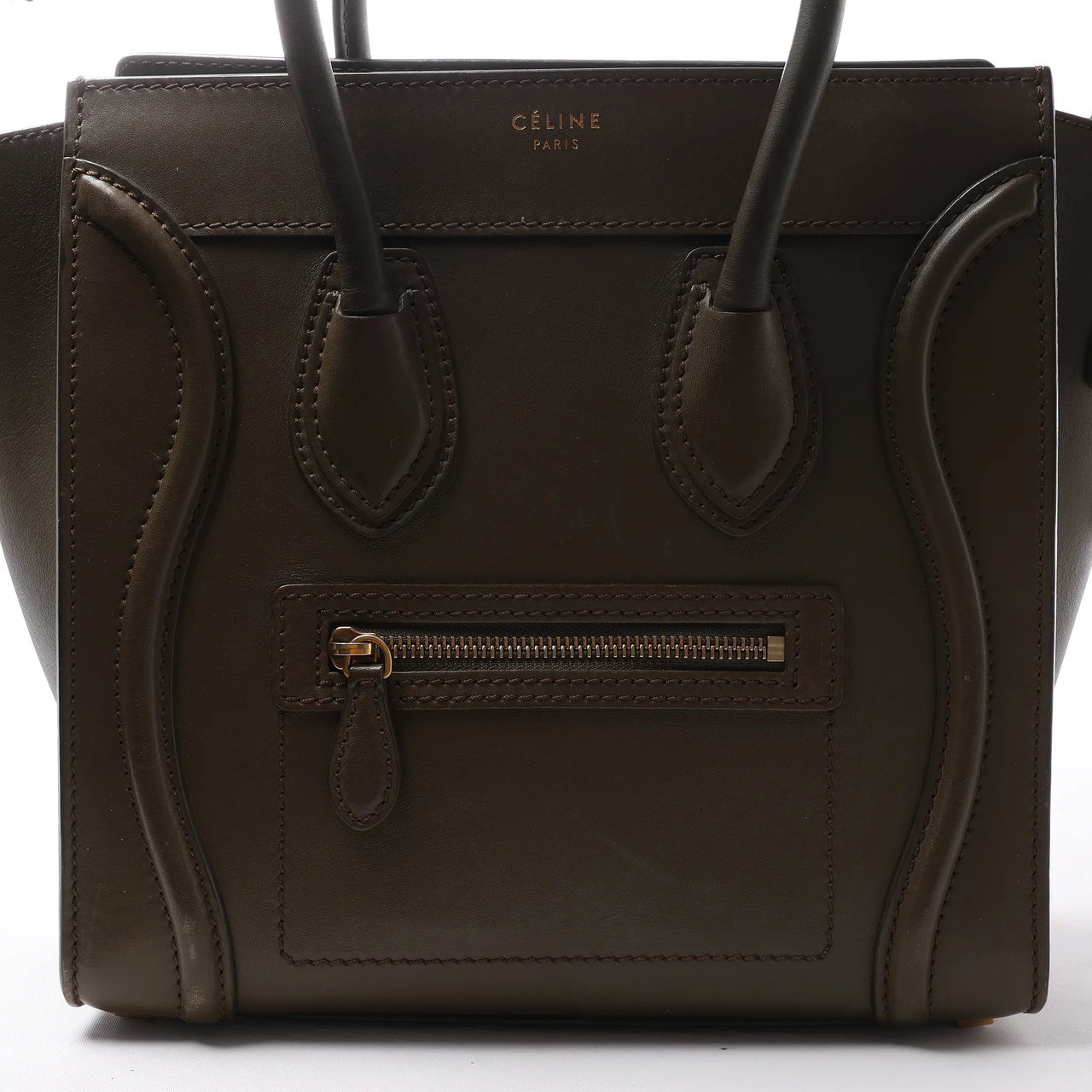 Celine Luggage Micro Leather Handbag in Khaki Divers