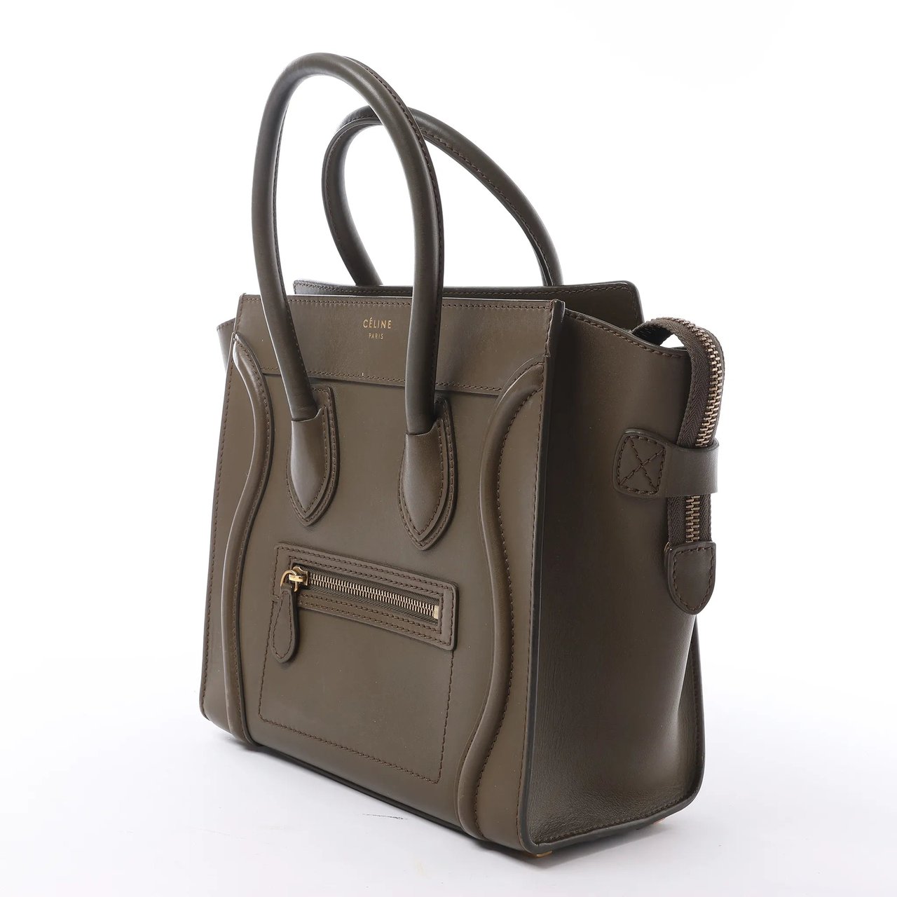 Celine Luggage Micro Leather Handbag in Khaki Divers