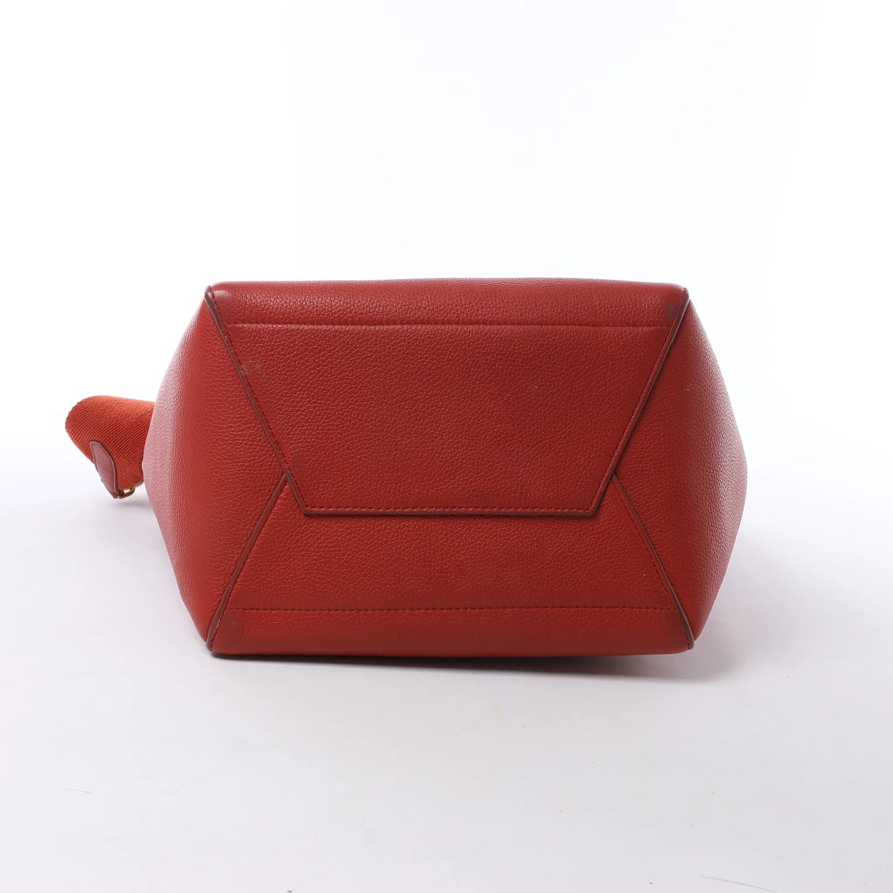 CELINE Seau Sangle Bucket Leather Shoulder Bag in Red Divers