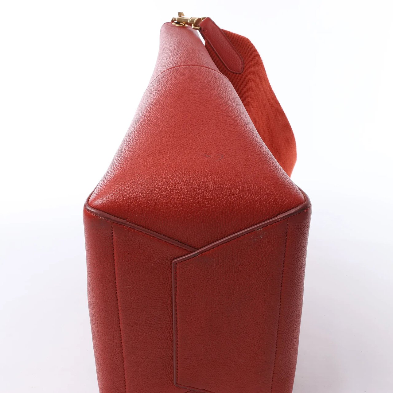 CELINE Seau Sangle Bucket Leather Shoulder Bag in Red Divers
