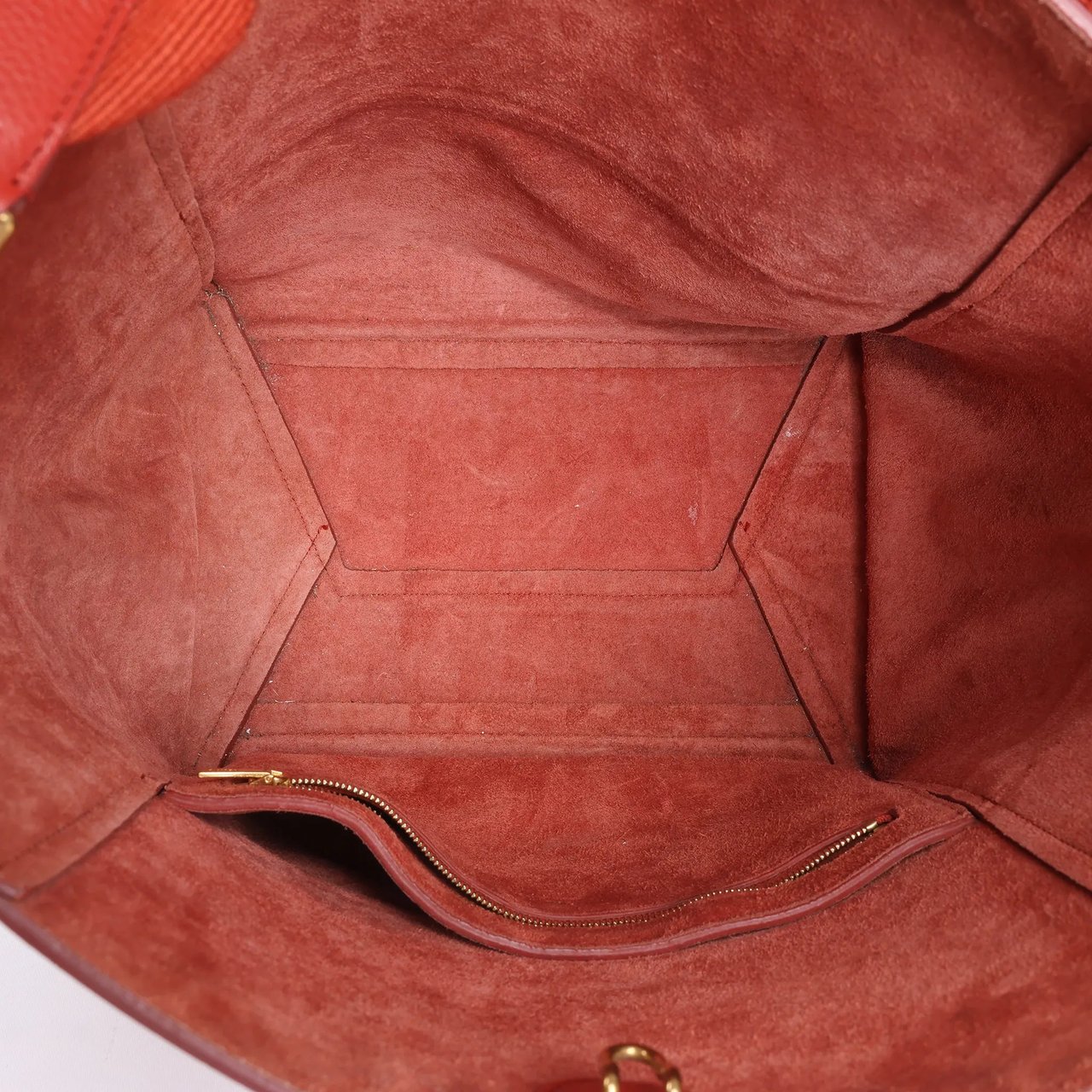 CELINE Seau Sangle Bucket Leather Shoulder Bag in Red Divers