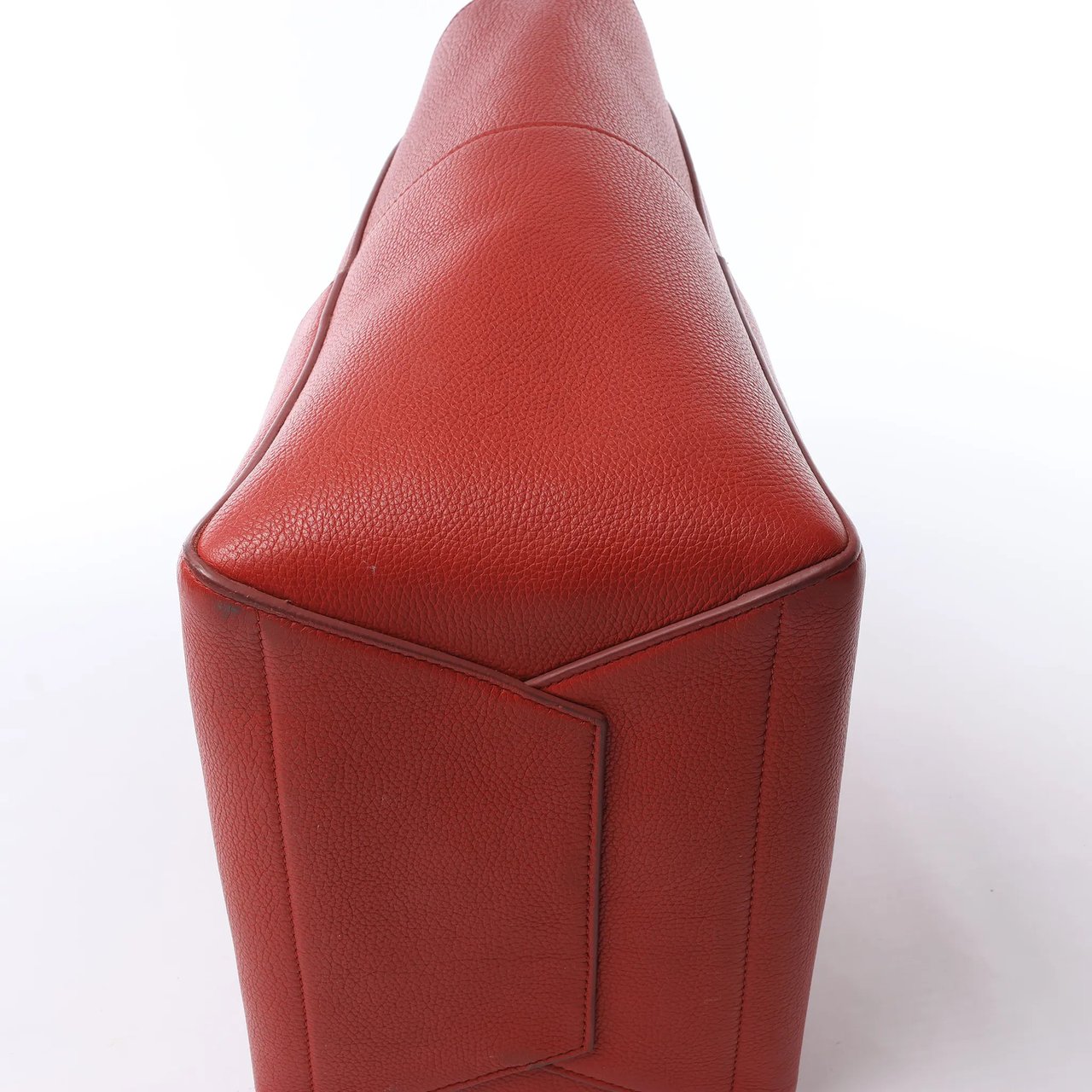 CELINE Seau Sangle Bucket Leather Shoulder Bag in Red Divers