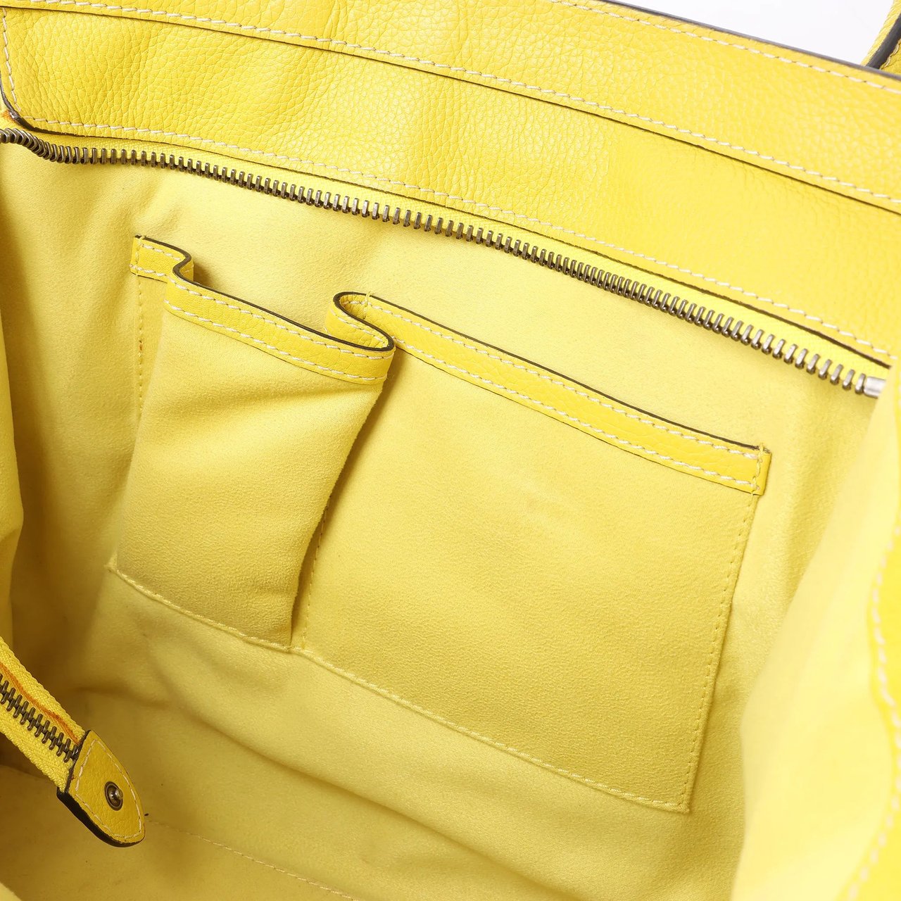Celine Luggage Mini Leather Handbag in Yellow Geel