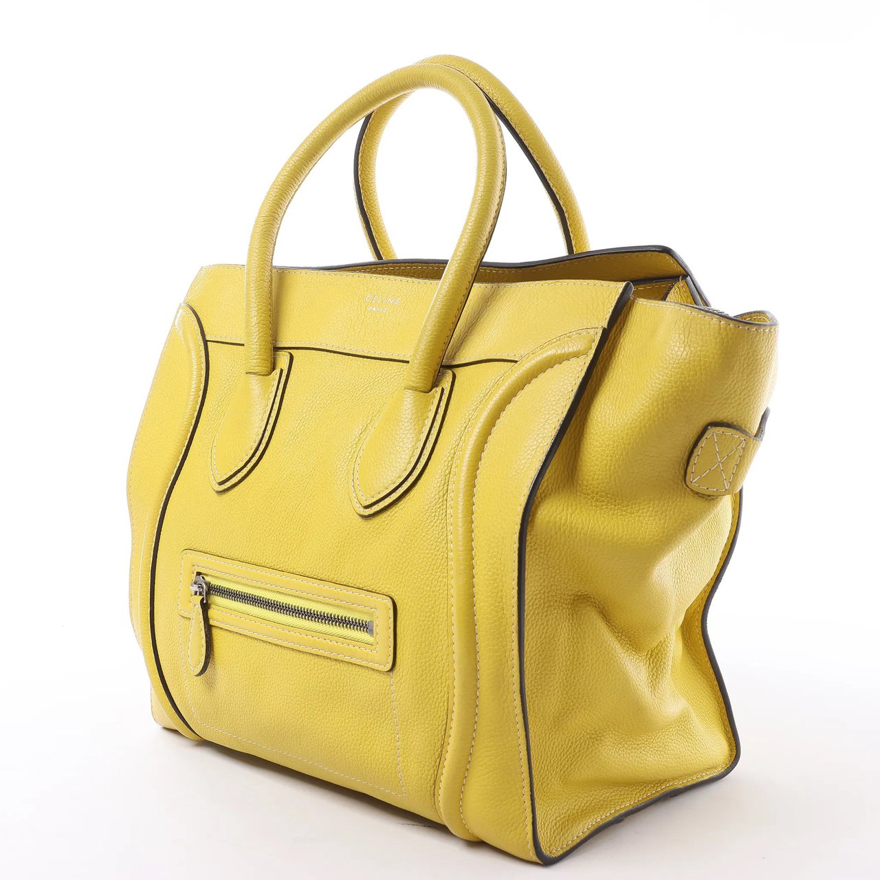Celine Luggage Mini Leather Handbag in Yellow Geel