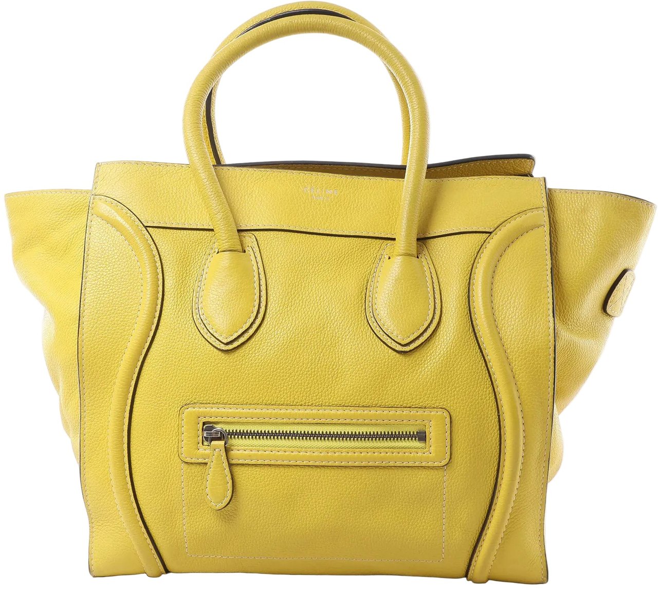 Celine Luggage Mini Leather Handbag in Yellow Geel