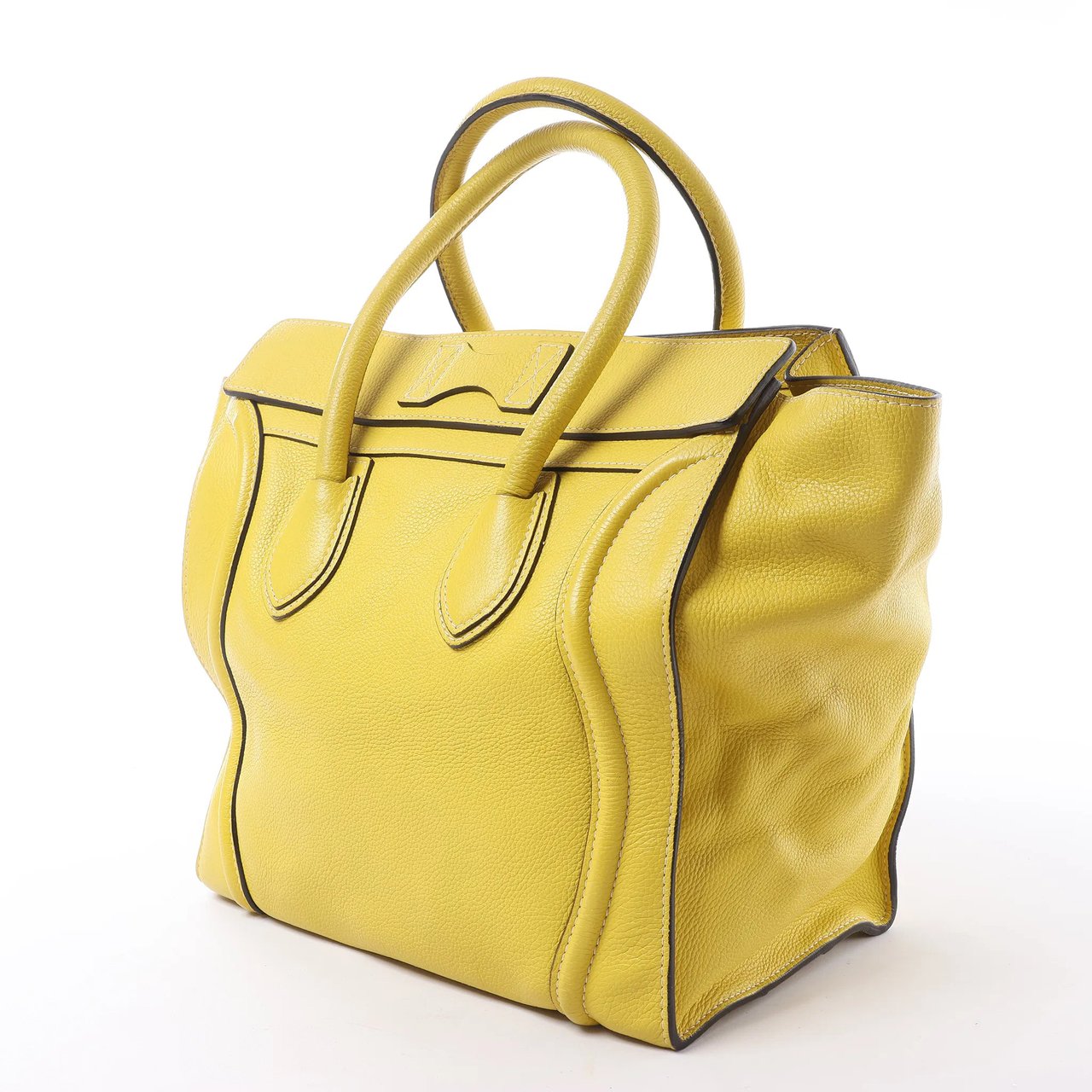 Celine Luggage Mini Leather Handbag in Yellow Geel