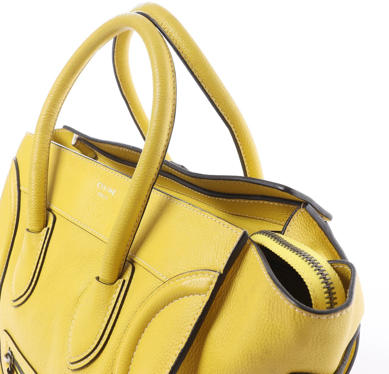 Celine Luggage Mini Leather Handbag in Yellow Geel
