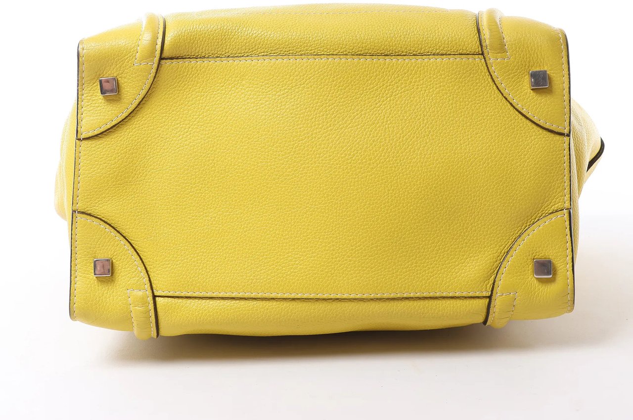 Celine Luggage Mini Leather Handbag in Yellow Geel