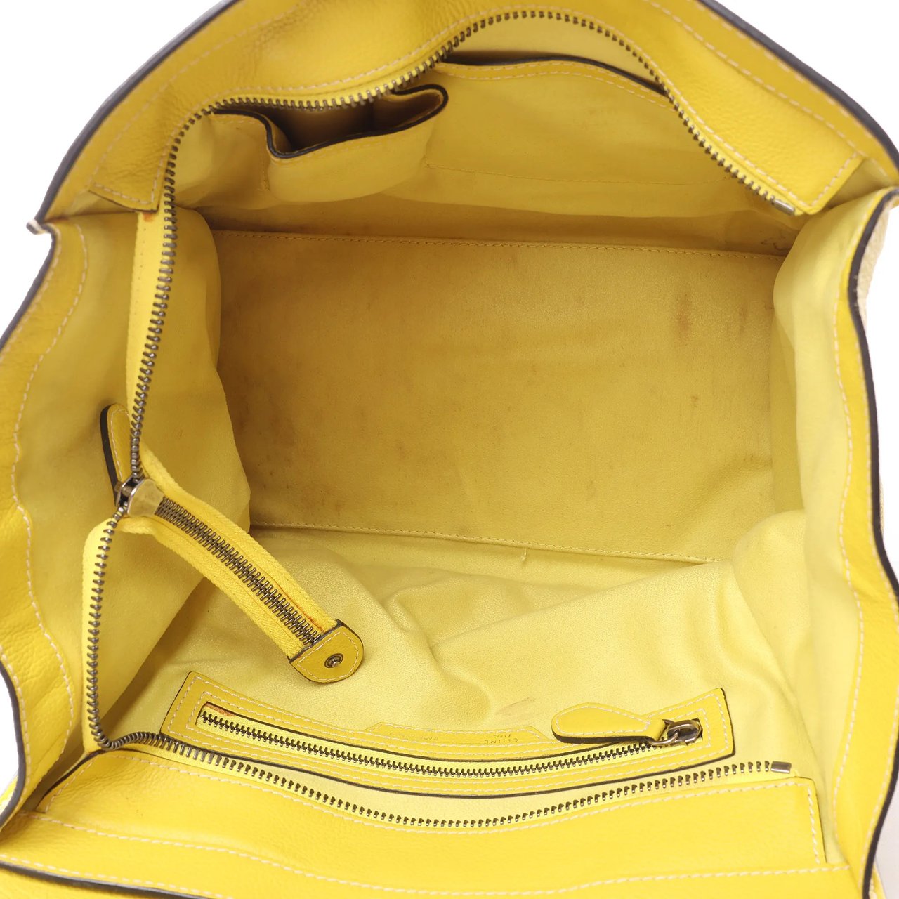 Celine Luggage Mini Leather Handbag in Yellow Geel