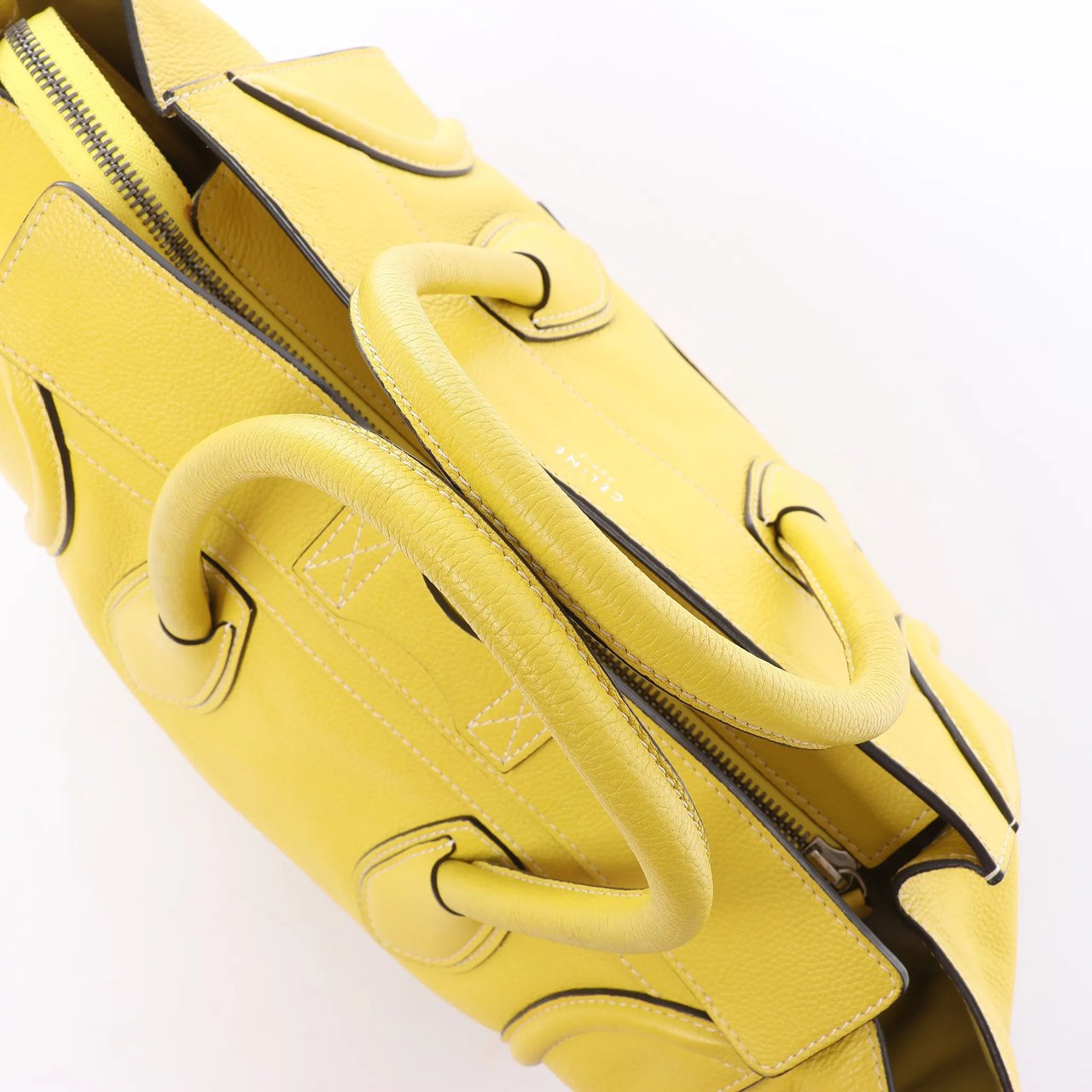 Celine Luggage Mini Leather Handbag in Yellow Geel
