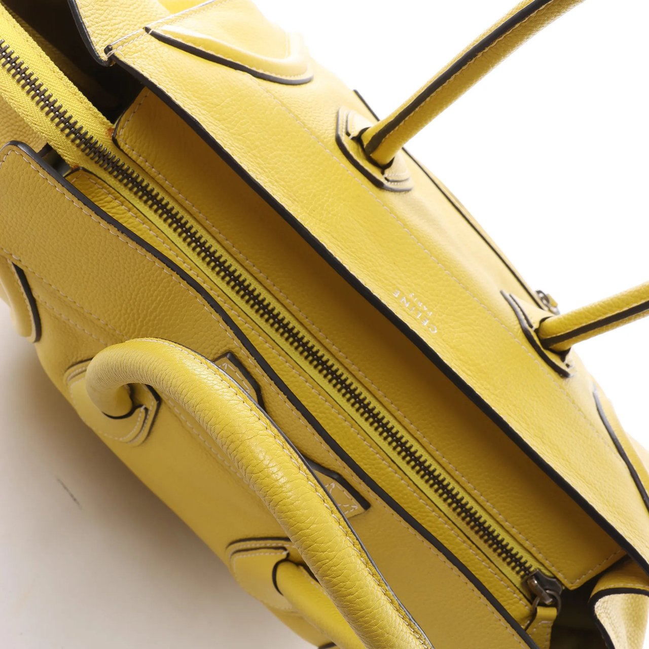 Celine Luggage Mini Leather Handbag in Yellow Geel
