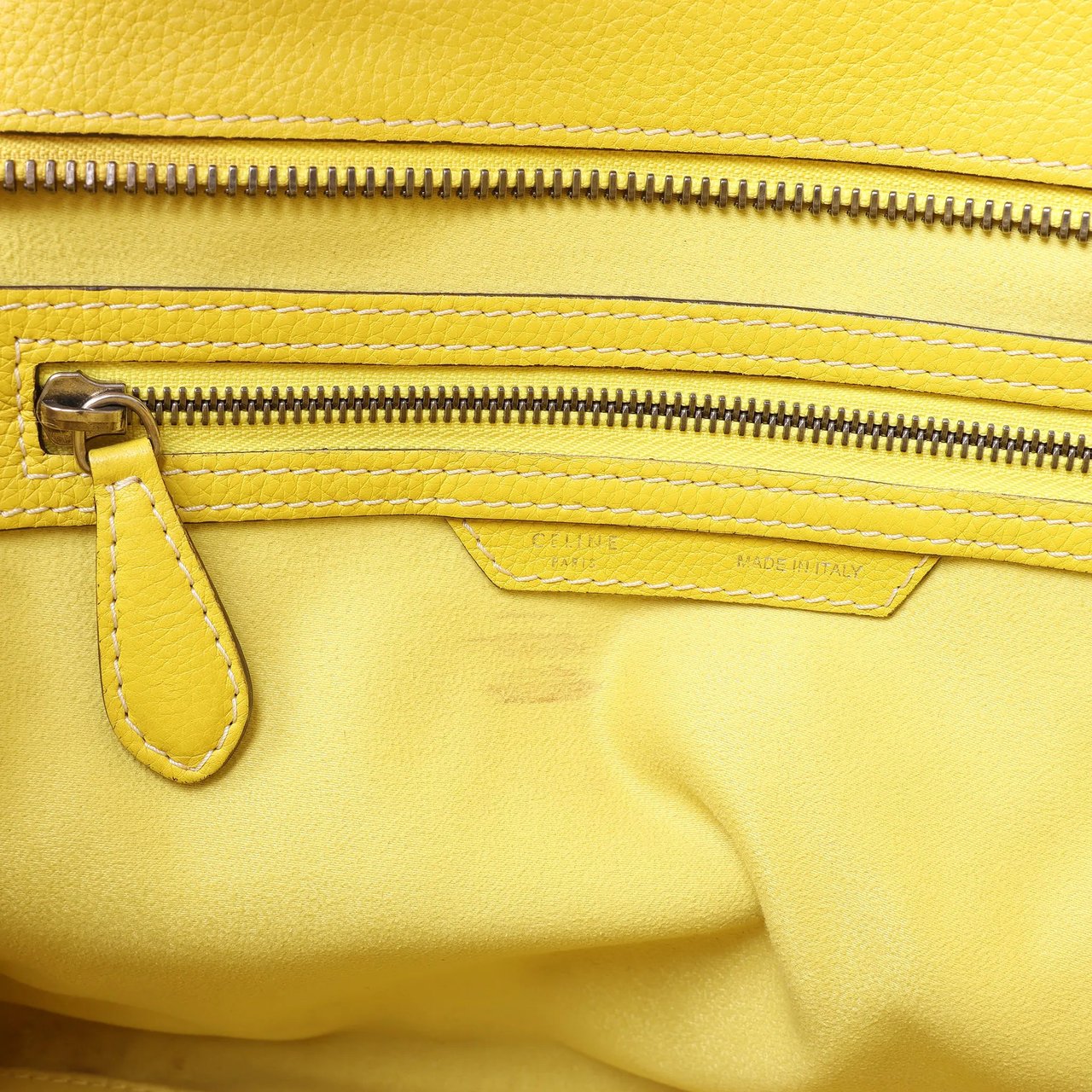 Celine Luggage Mini Leather Handbag in Yellow Geel