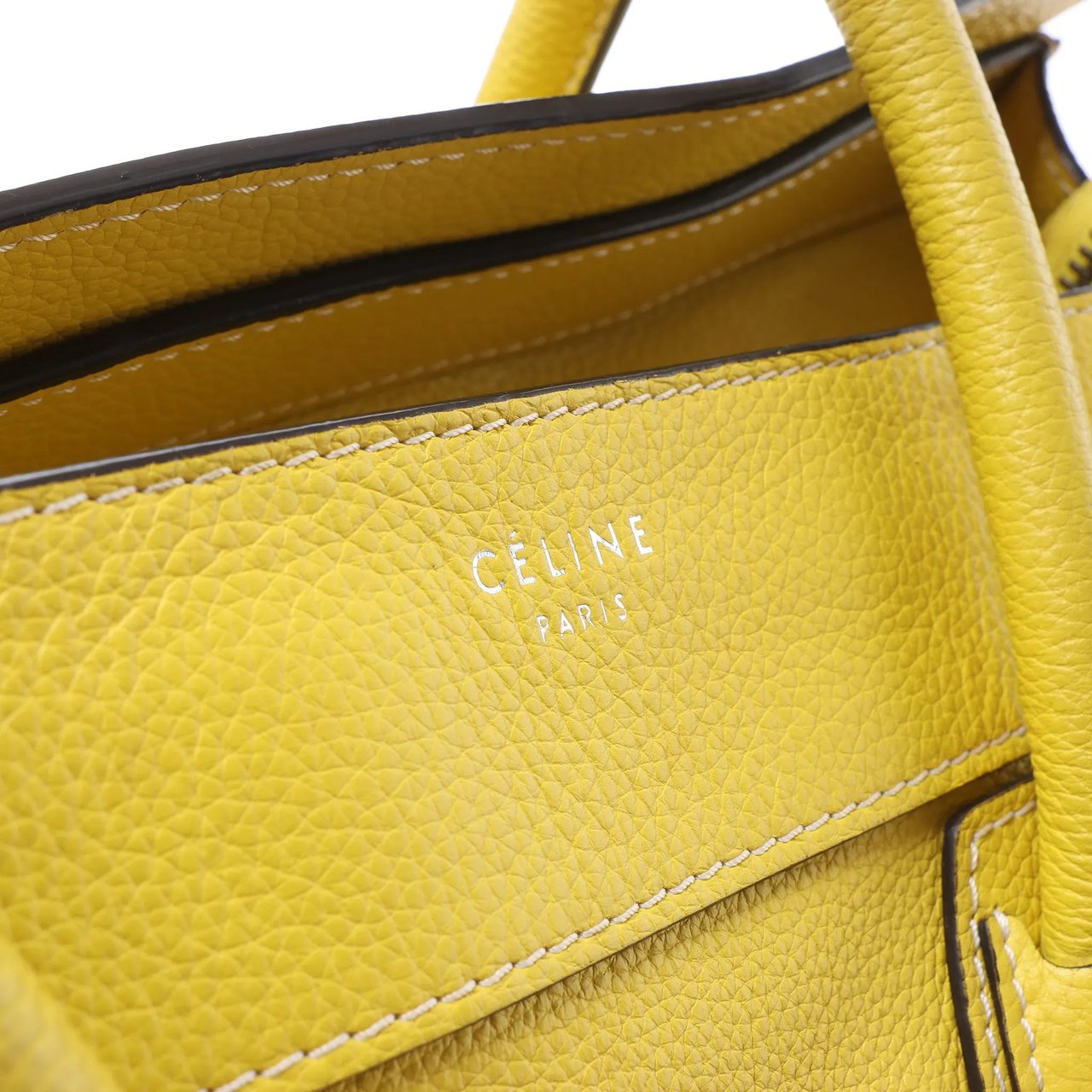 Celine Luggage Mini Leather Handbag in Yellow Geel