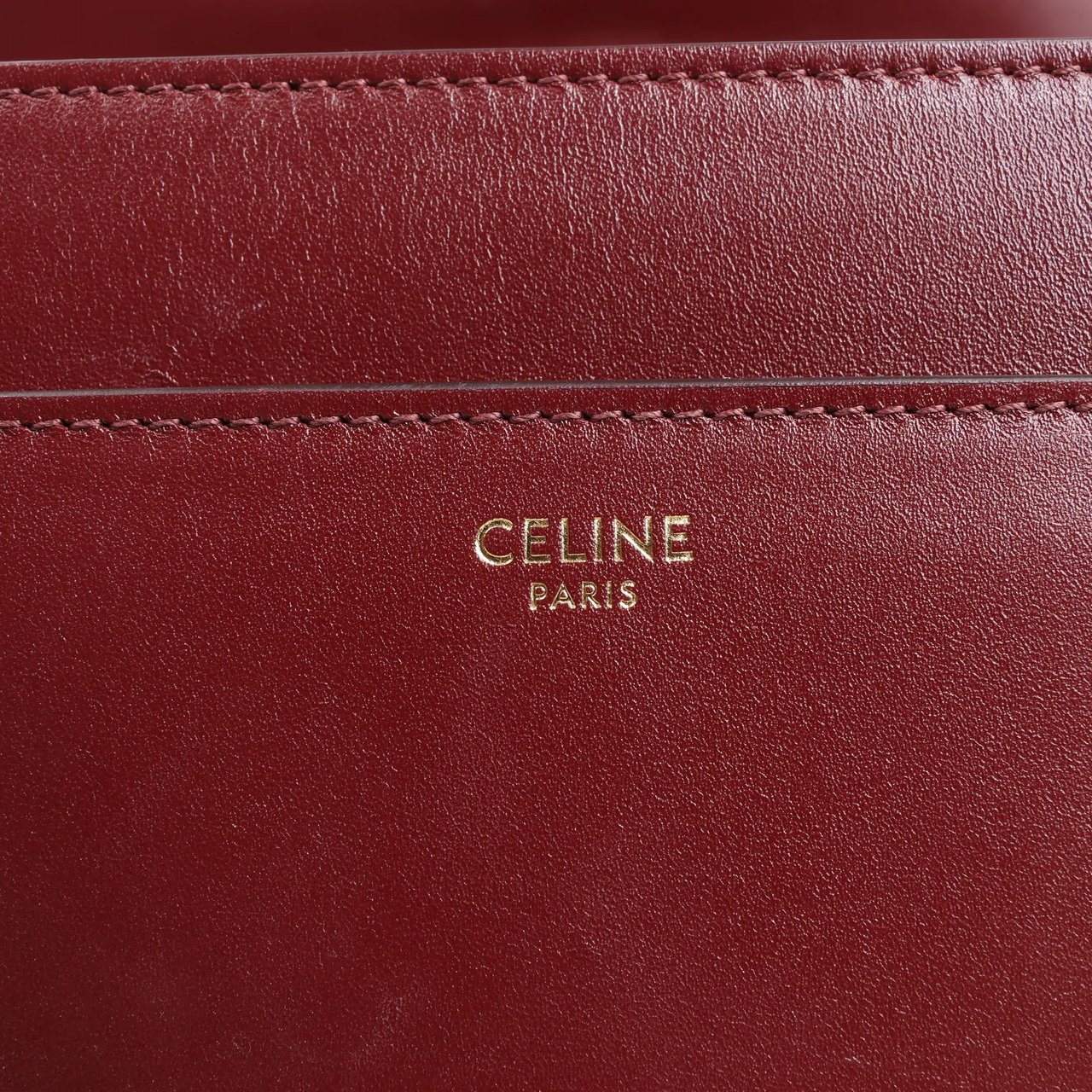 Celine Sac 16 Medium Smooth Leather 2Way Handbag in Burgundy Maroon