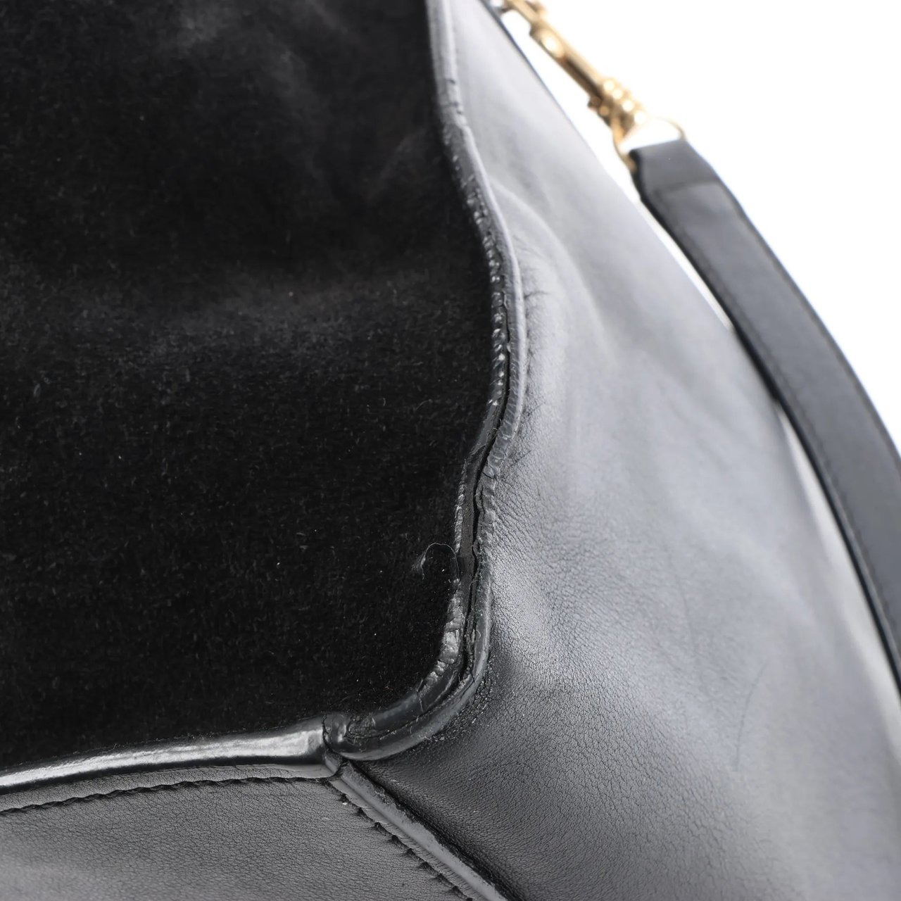 CELINE Trapeze Croc Embossed Leather x Suede 2Way Handbag in Black Zwart
