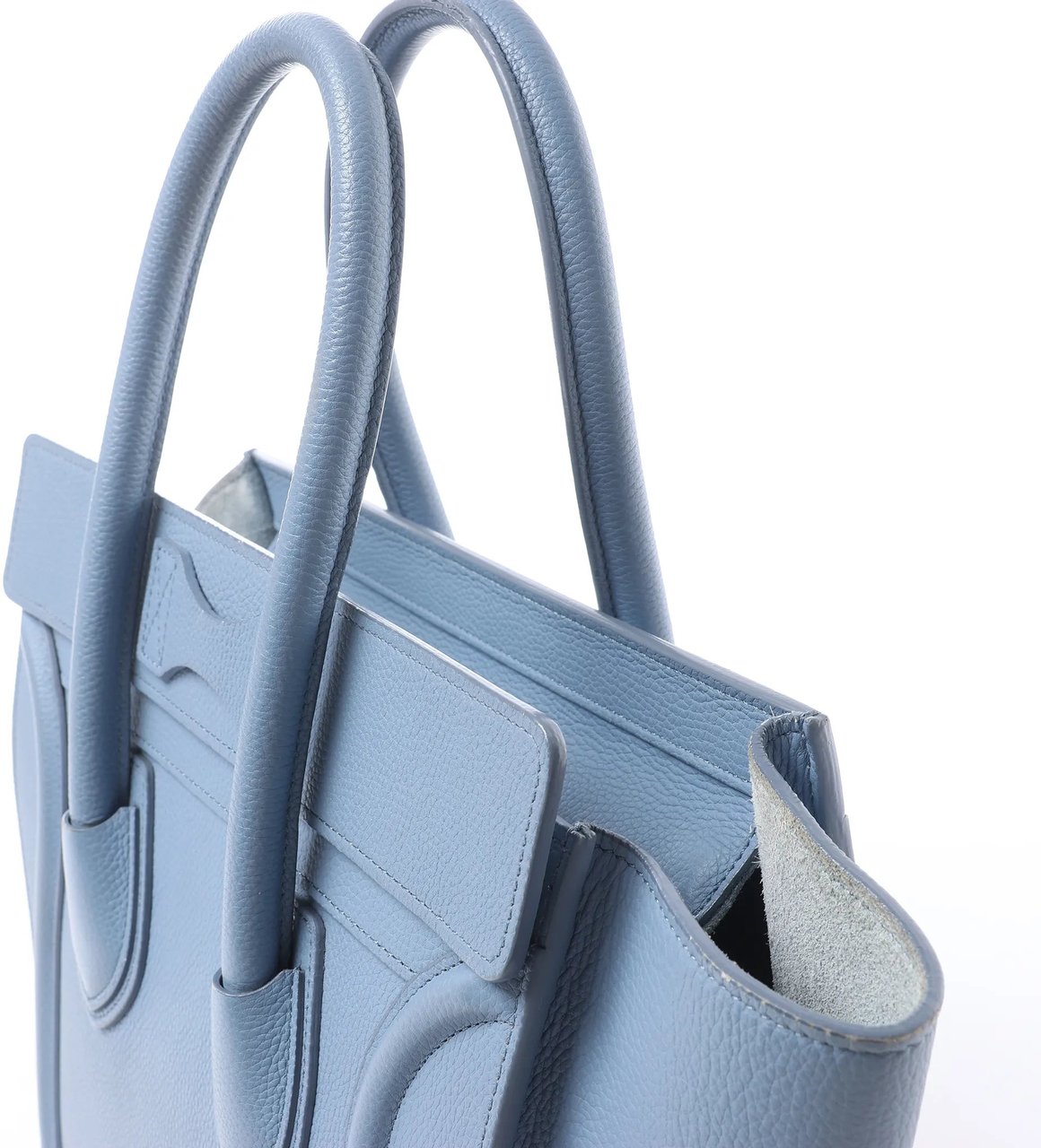 Celine Luggage Micro Leather Handbag in Blue Blauw