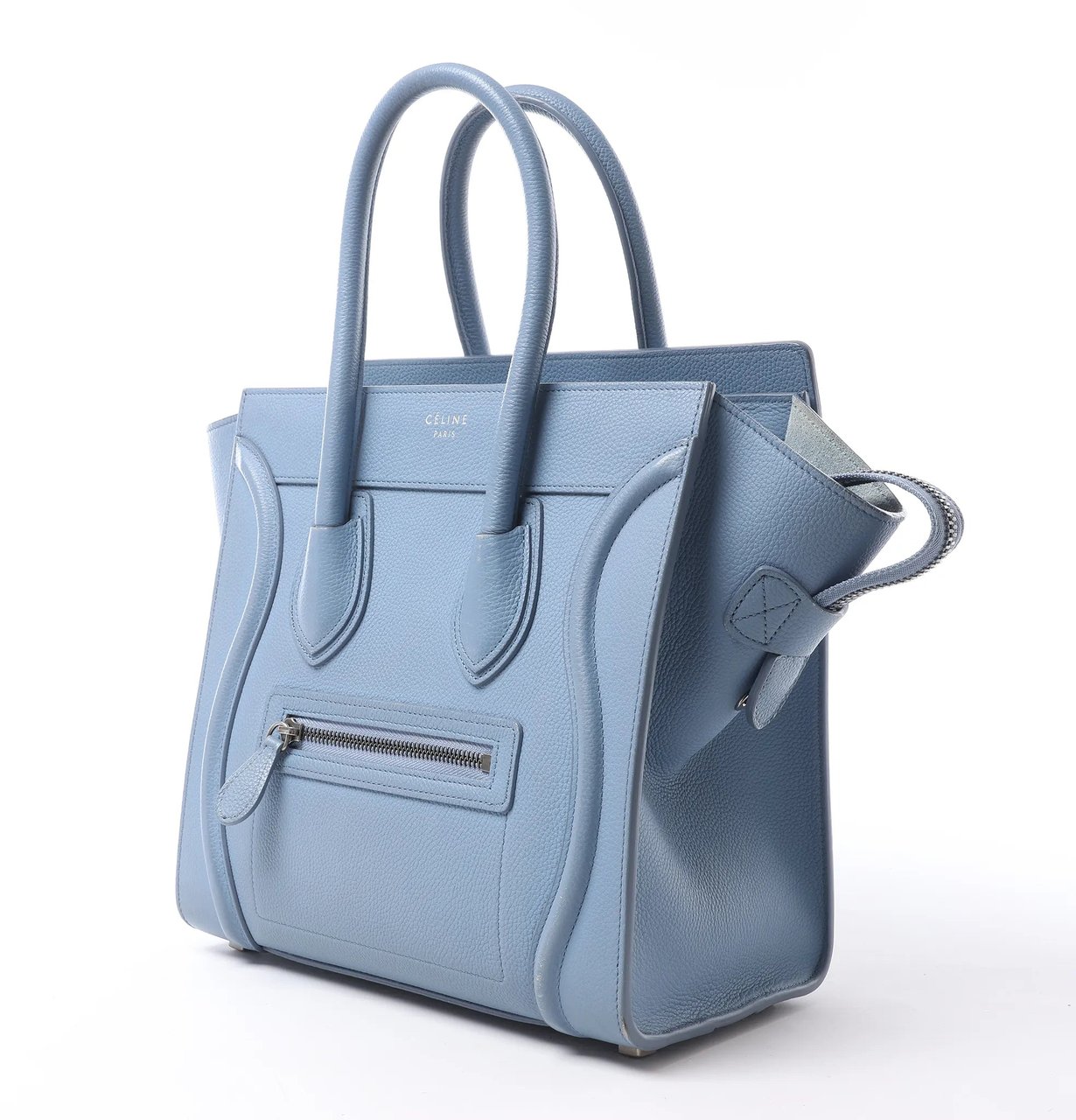 Celine Luggage Micro Leather Handbag in Blue Blauw