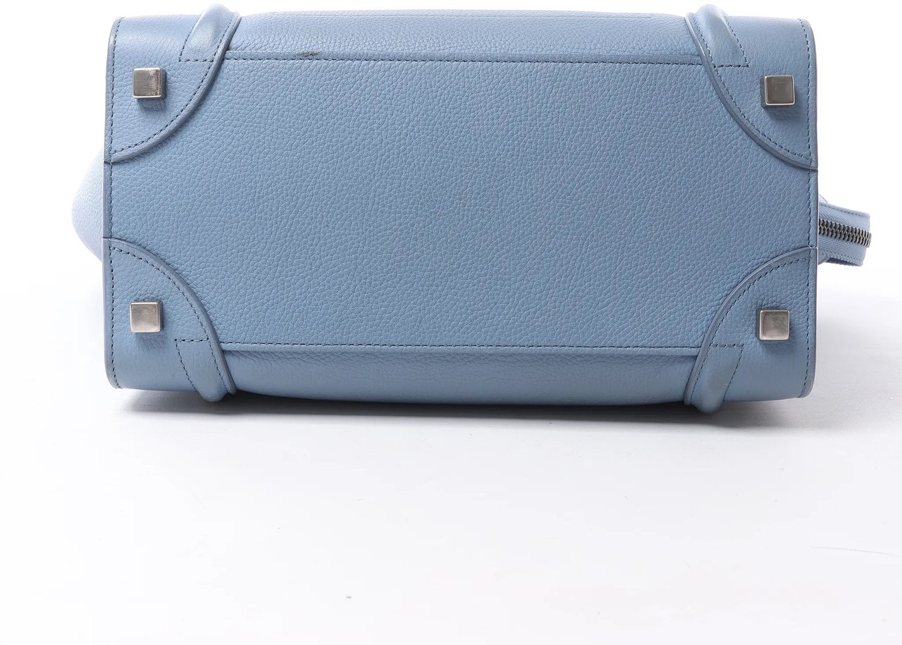 Celine Luggage Micro Leather Handbag in Blue Blauw