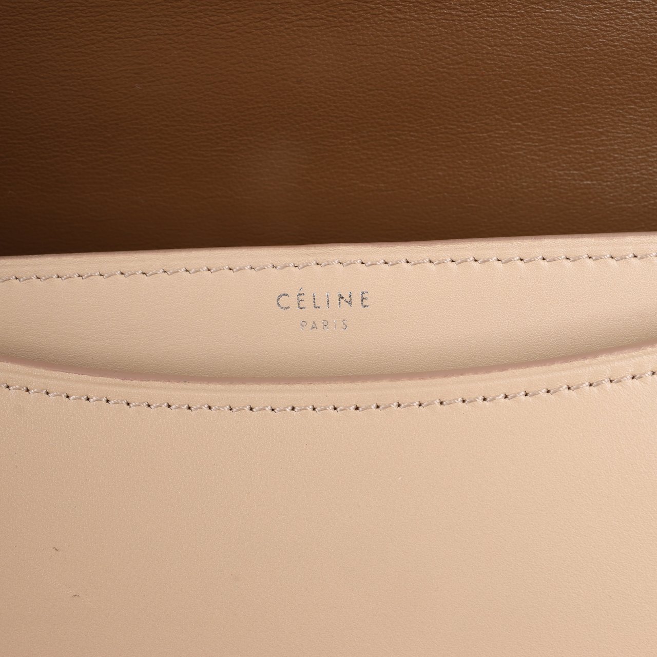 Celine Case Flap Leather Chain Shoulder Bag in Beige Beige