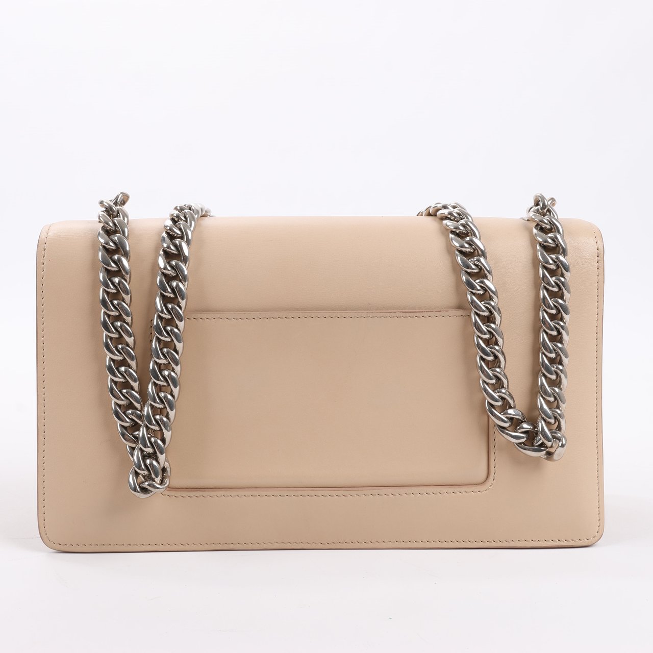 Celine Case Flap Leather Chain Shoulder Bag in Beige Beige