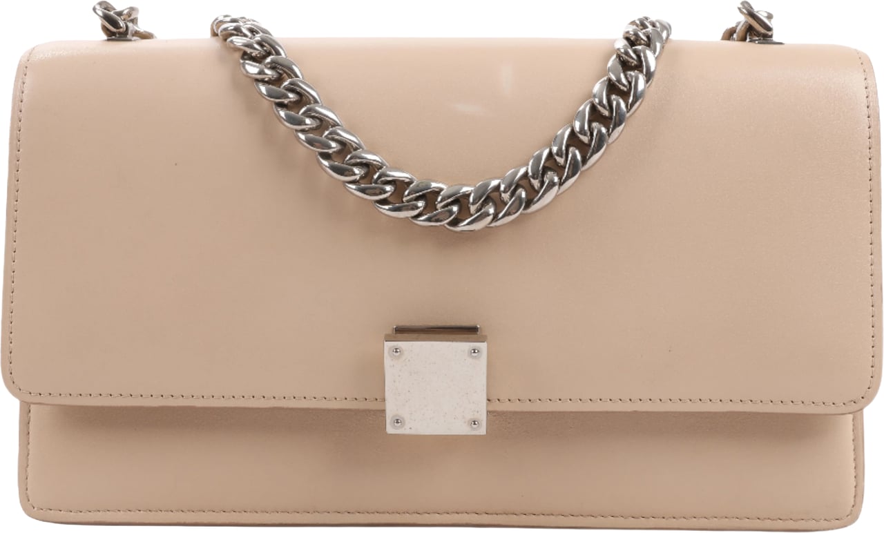 Celine Case Flap Leather Chain Shoulder Bag in Beige Beige