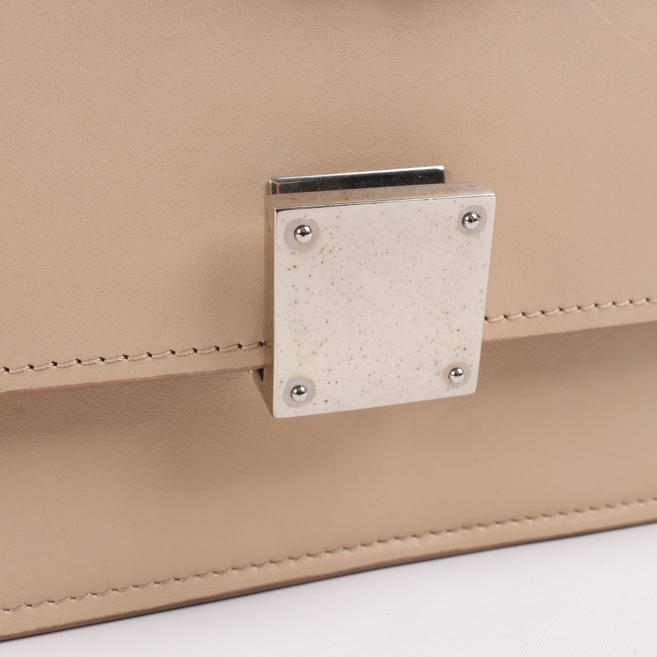 Celine Case Flap Leather Chain Shoulder Bag in Beige Beige