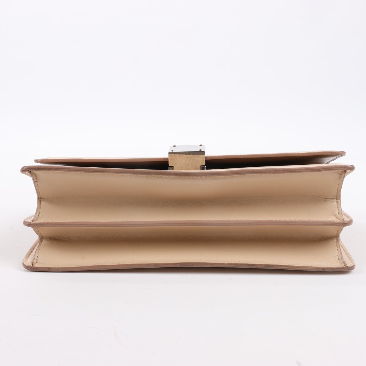 Celine Case Flap Leather Chain Shoulder Bag in Beige Beige