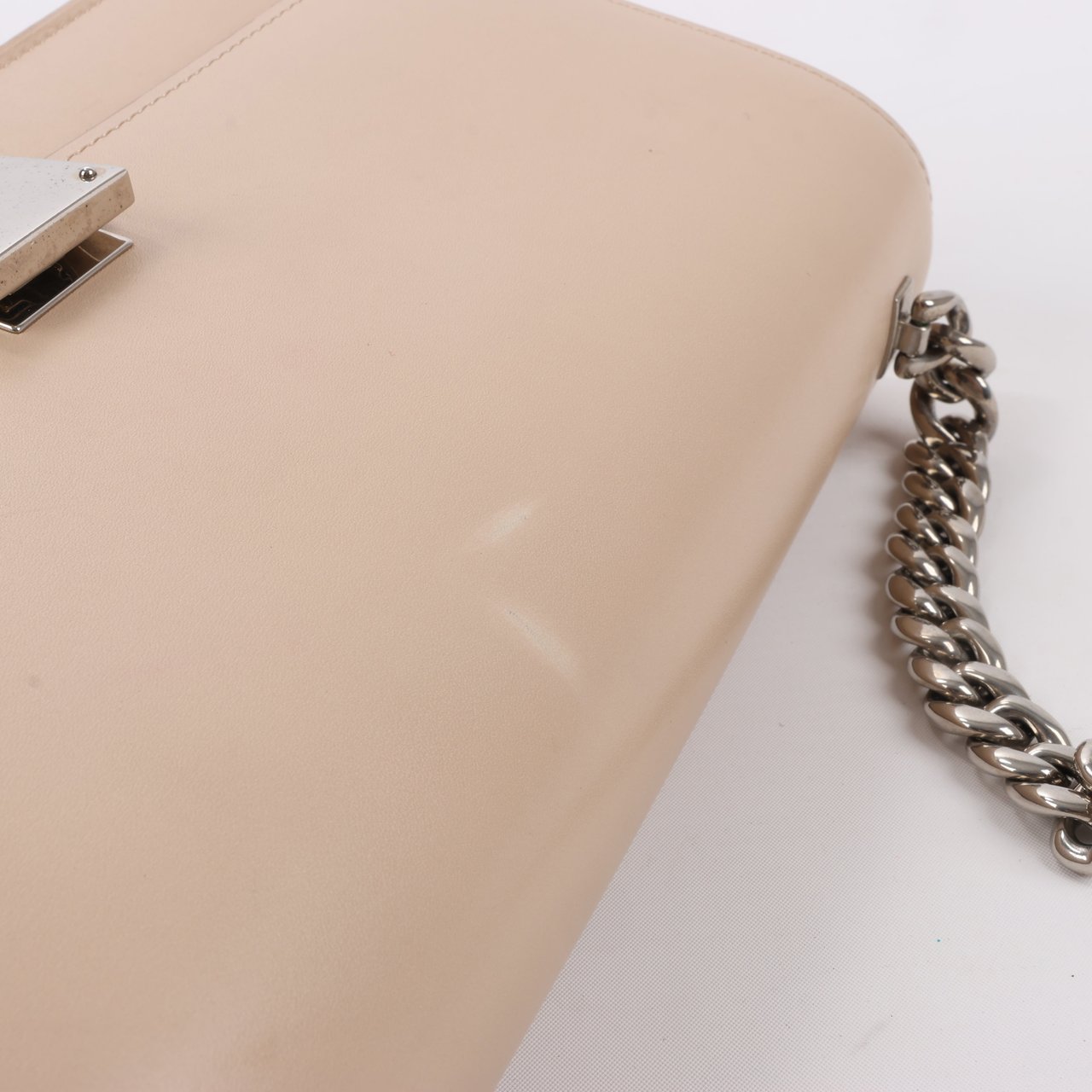 Celine Case Flap Leather Chain Shoulder Bag in Beige Beige