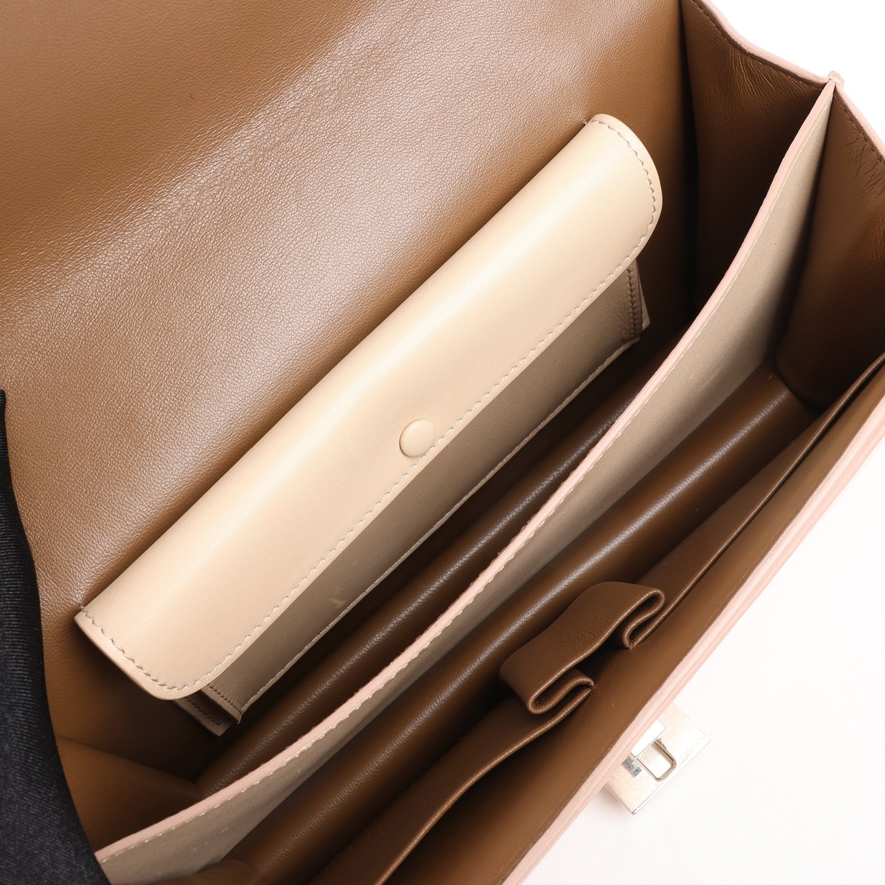 Celine Case Flap Leather Chain Shoulder Bag in Beige Beige