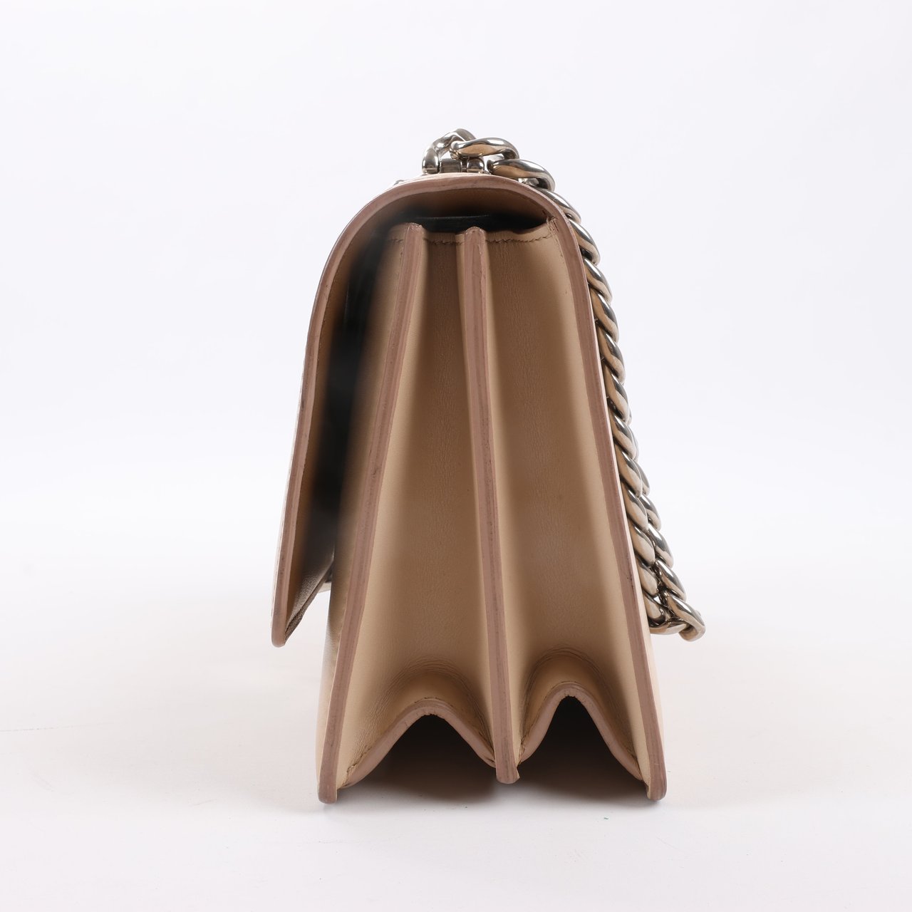 Celine Case Flap Leather Chain Shoulder Bag in Beige Beige
