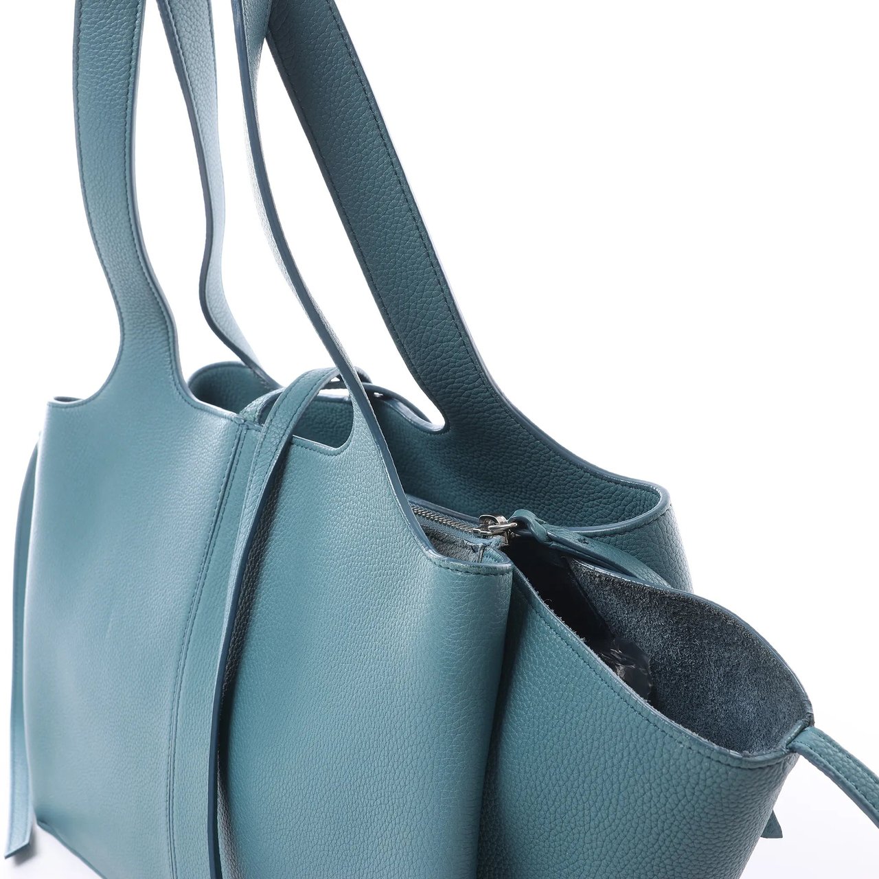 Celine Tri-Fold Leather Shoulder Bag in Blue Beige