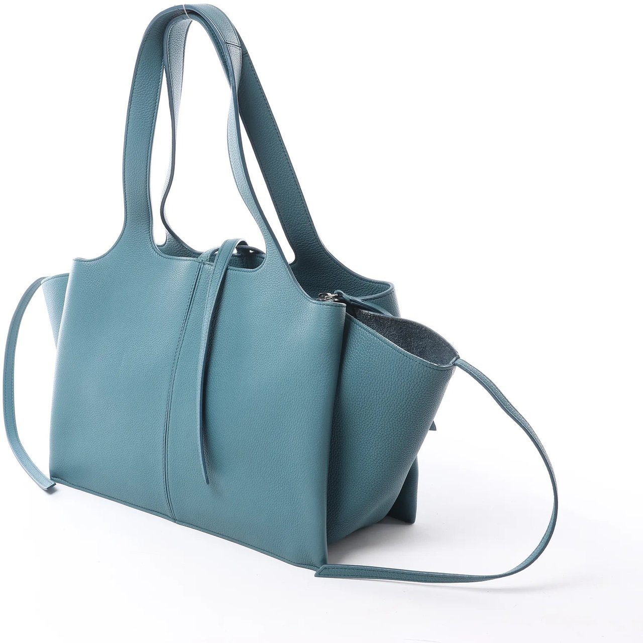 Celine Tri-Fold Leather Shoulder Bag in Blue Beige