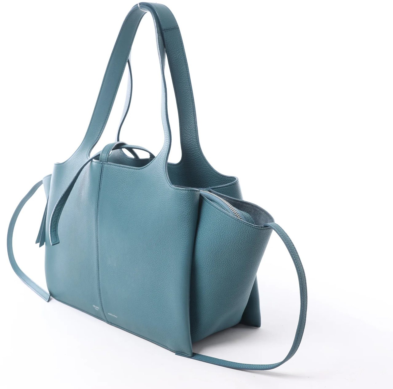 Celine Tri-Fold Leather Shoulder Bag in Blue Beige