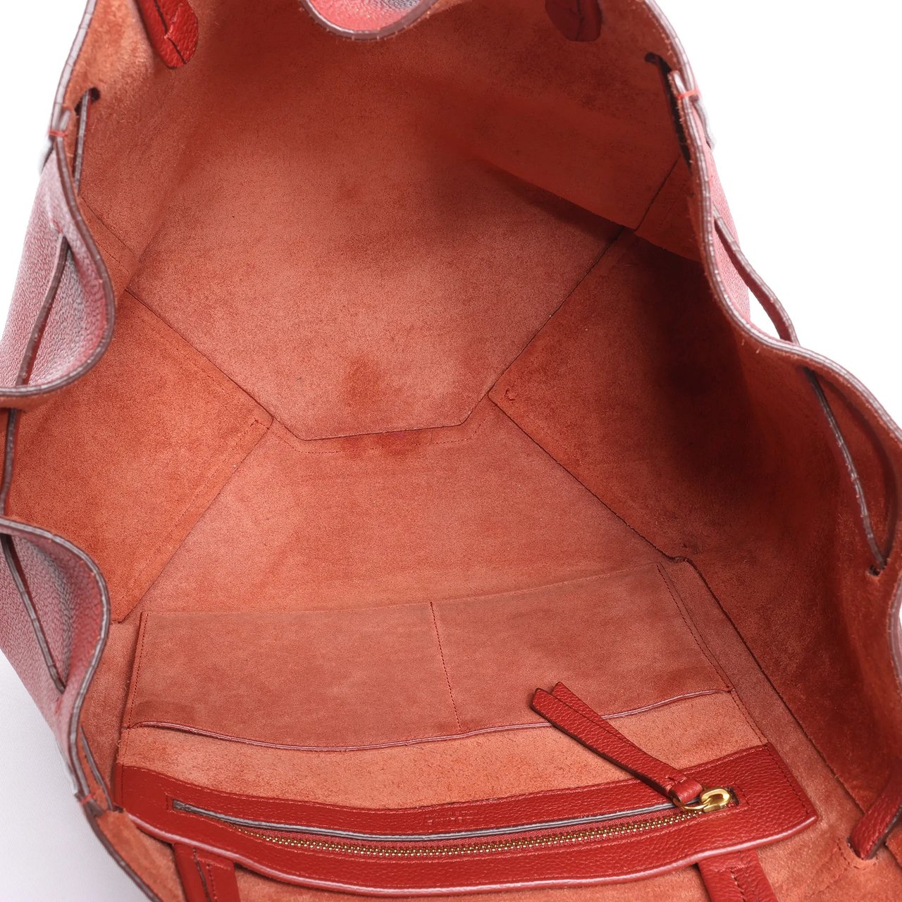 Celine Cabas Phantom Small Leather Shoulder Bag in Red Bruin