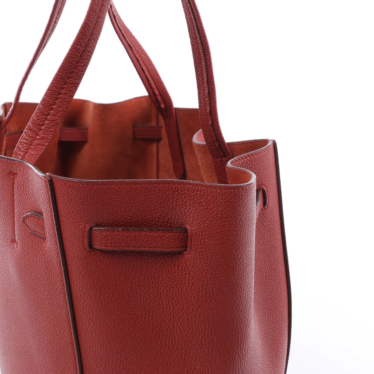 Celine Cabas Phantom Small Leather Shoulder Bag in Red Bruin