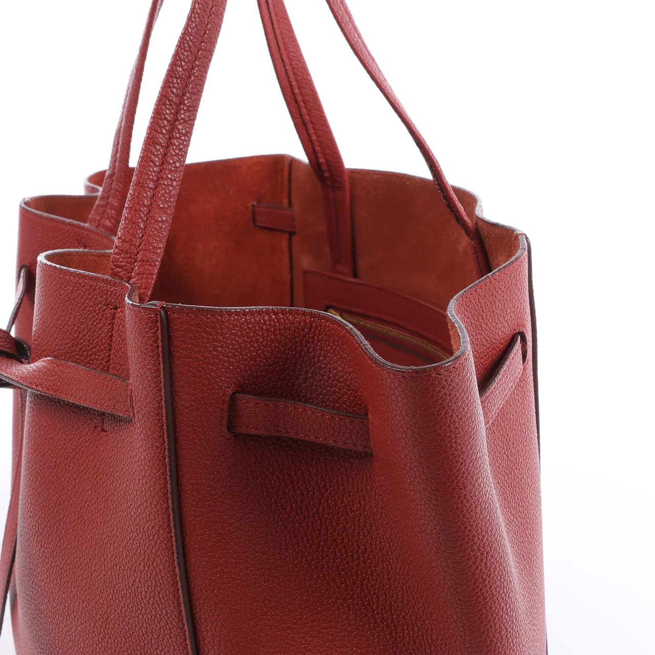 Celine Cabas Phantom Small Leather Shoulder Bag in Red Bruin