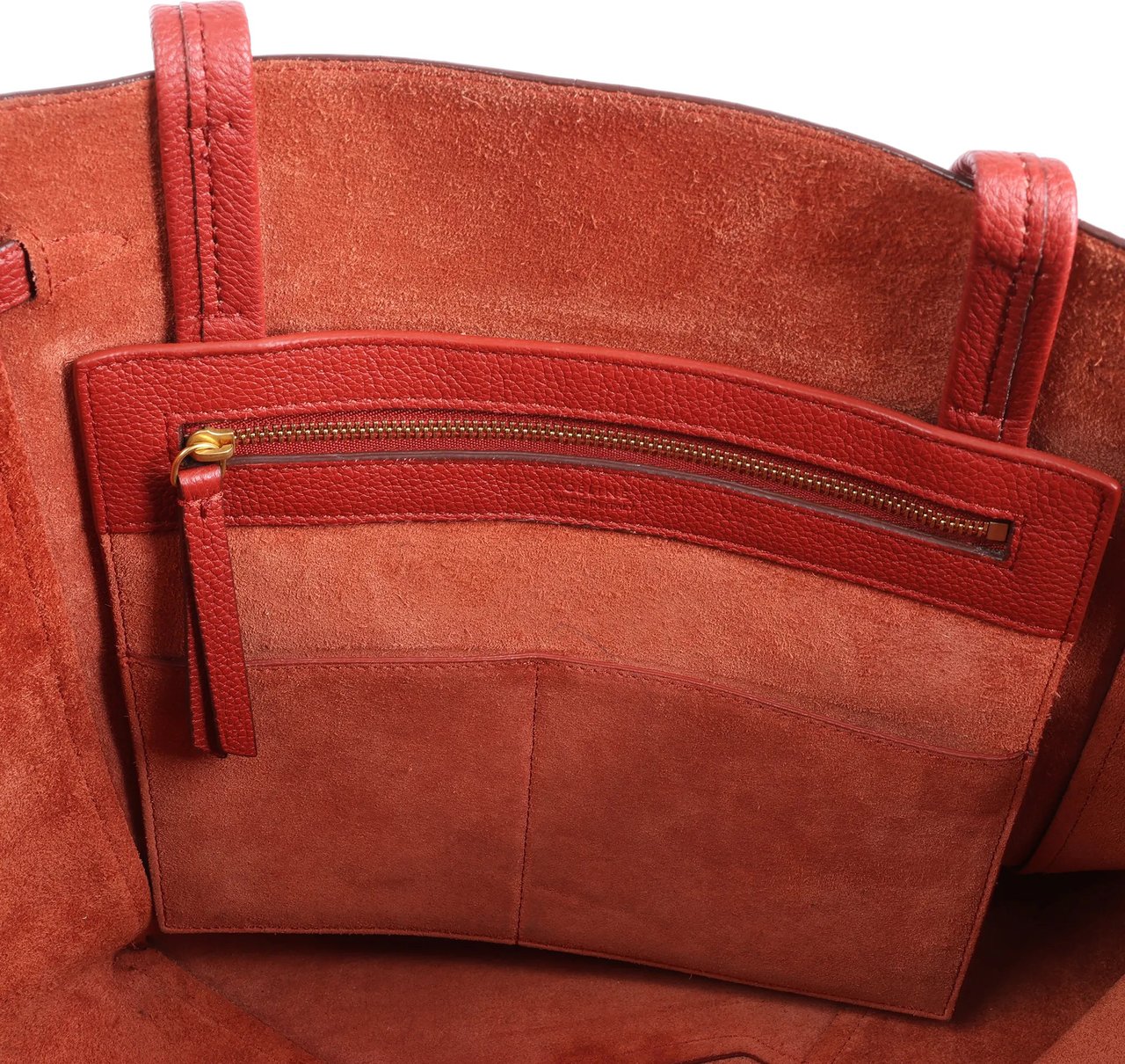 Celine Cabas Phantom Small Leather Shoulder Bag in Red Bruin