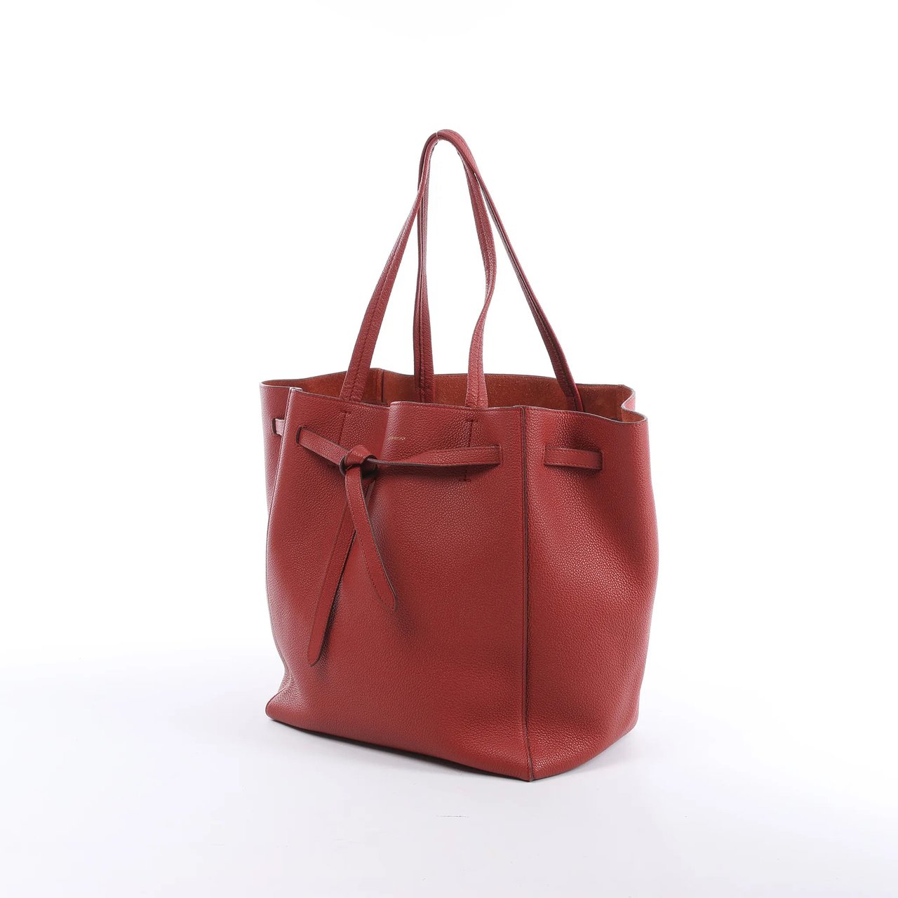 Celine Cabas Phantom Small Leather Shoulder Bag in Red Bruin