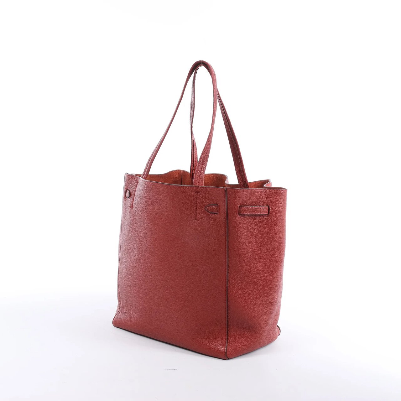 Celine Cabas Phantom Small Leather Shoulder Bag in Red Bruin