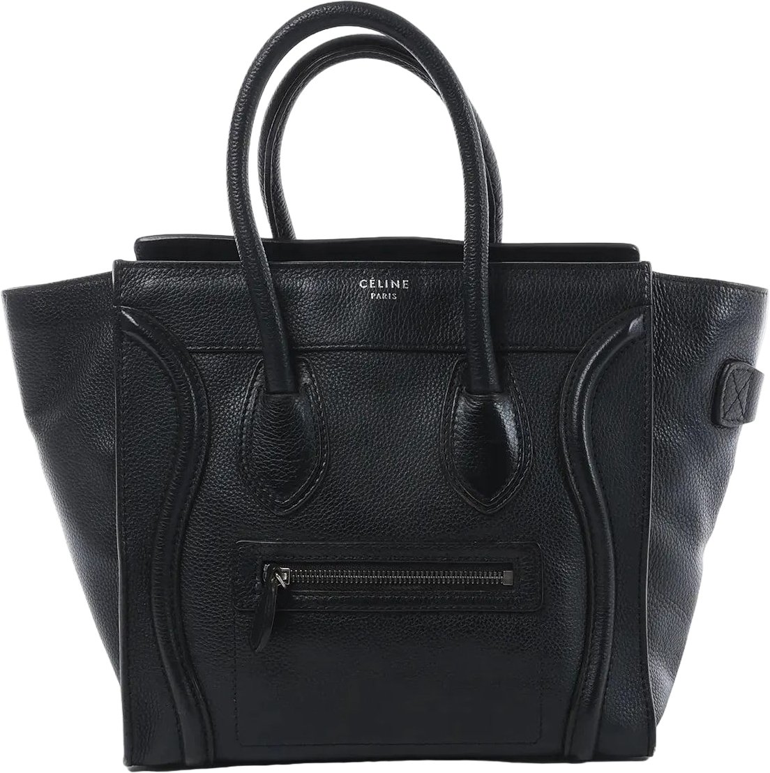 CELINE Luggage Micro Leather Handbag in Black Zwart