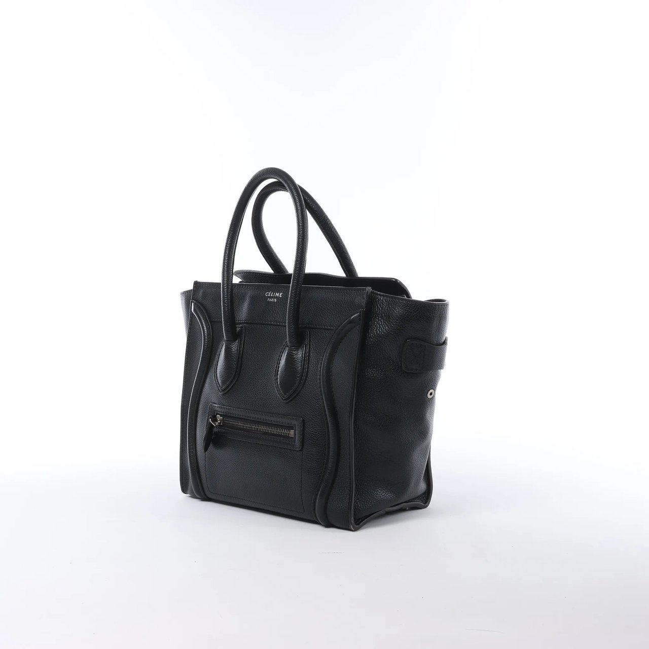 CELINE Luggage Micro Leather Handbag in Black Zwart