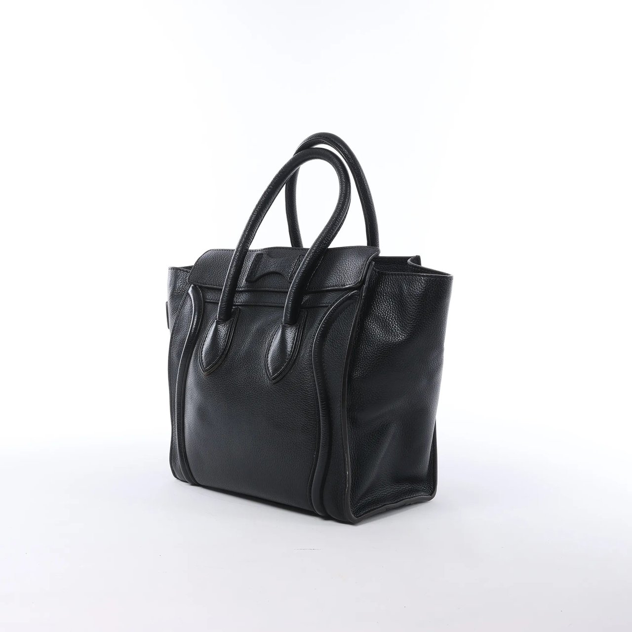 CELINE Luggage Micro Leather Handbag in Black Zwart