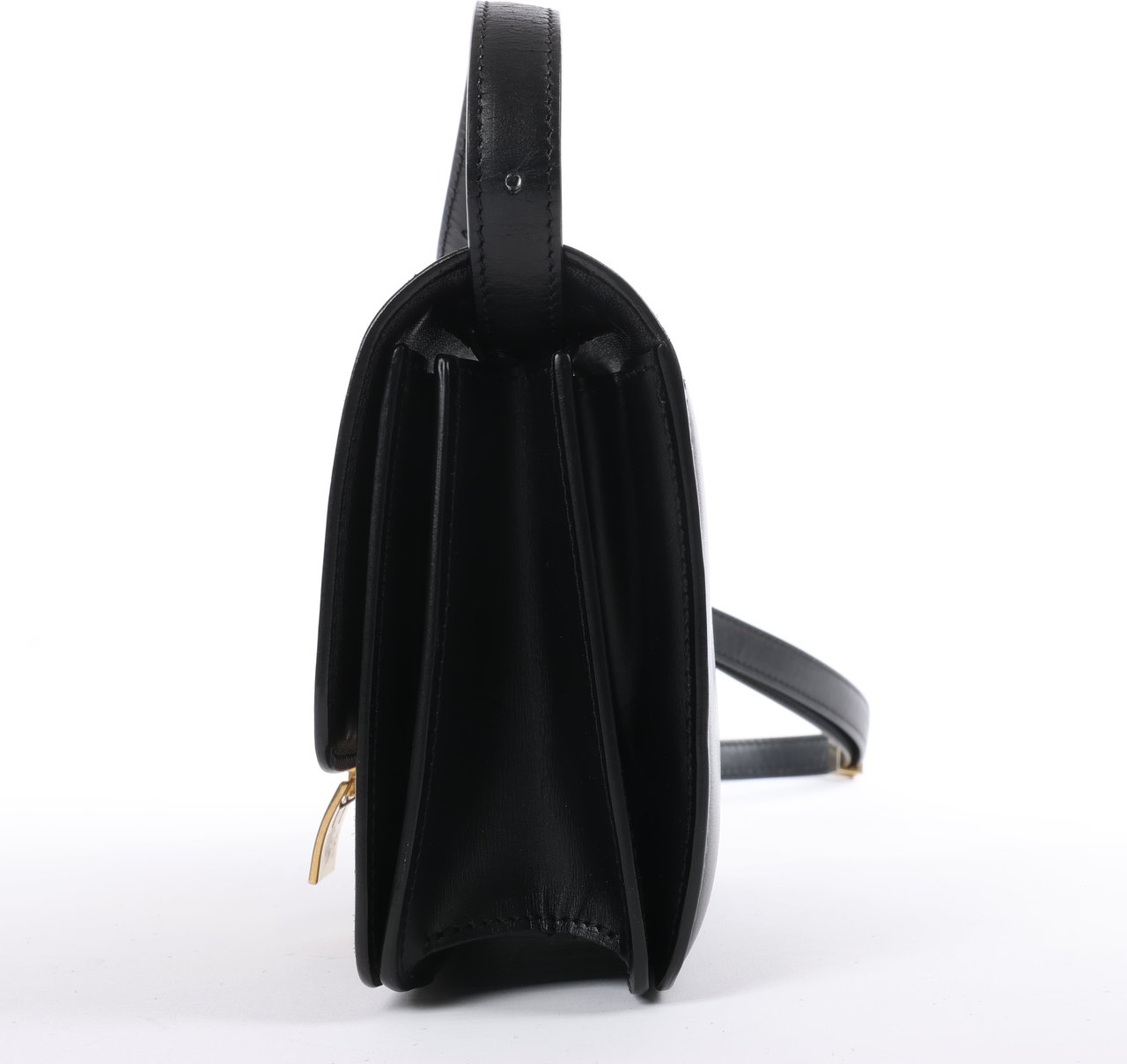 CELINE Classic Box Small Leather Crossbody Bag in Black Zwart