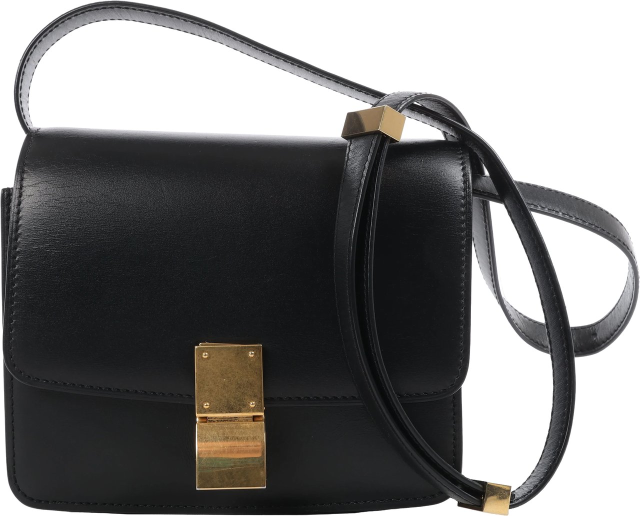 CELINE Classic Box Small Leather Crossbody Bag in Black Zwart