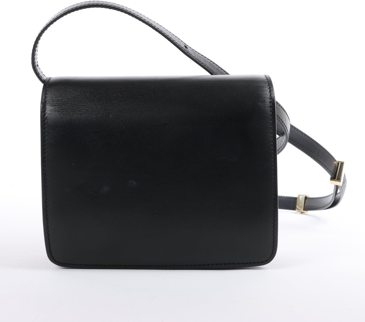 CELINE Classic Box Small Leather Crossbody Bag in Black Zwart