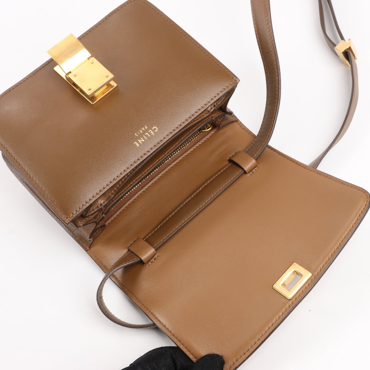 Celine Classic Box Small Leather Shoulder Bag in Brown Bruin