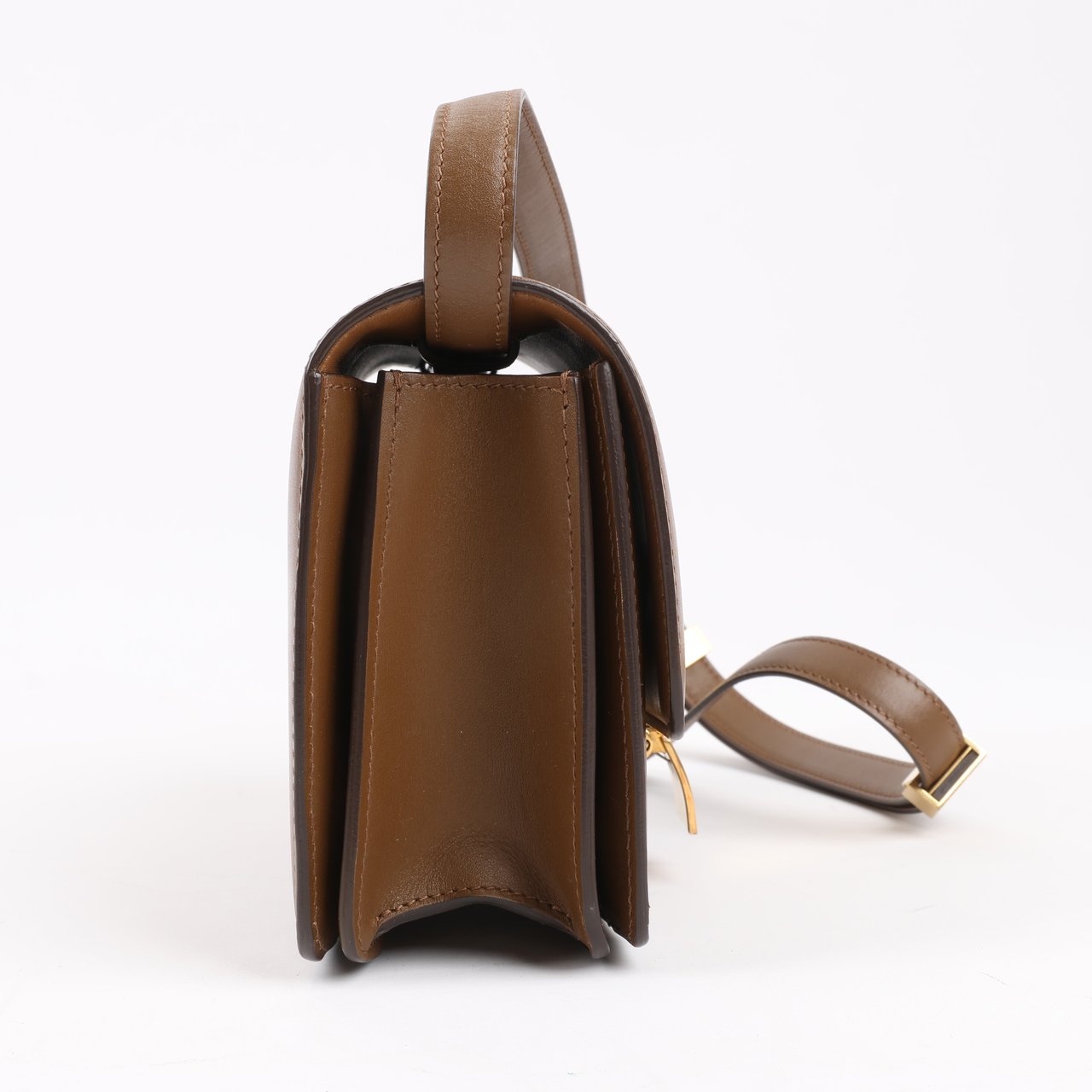 Celine Classic Box Small Leather Shoulder Bag in Brown Bruin