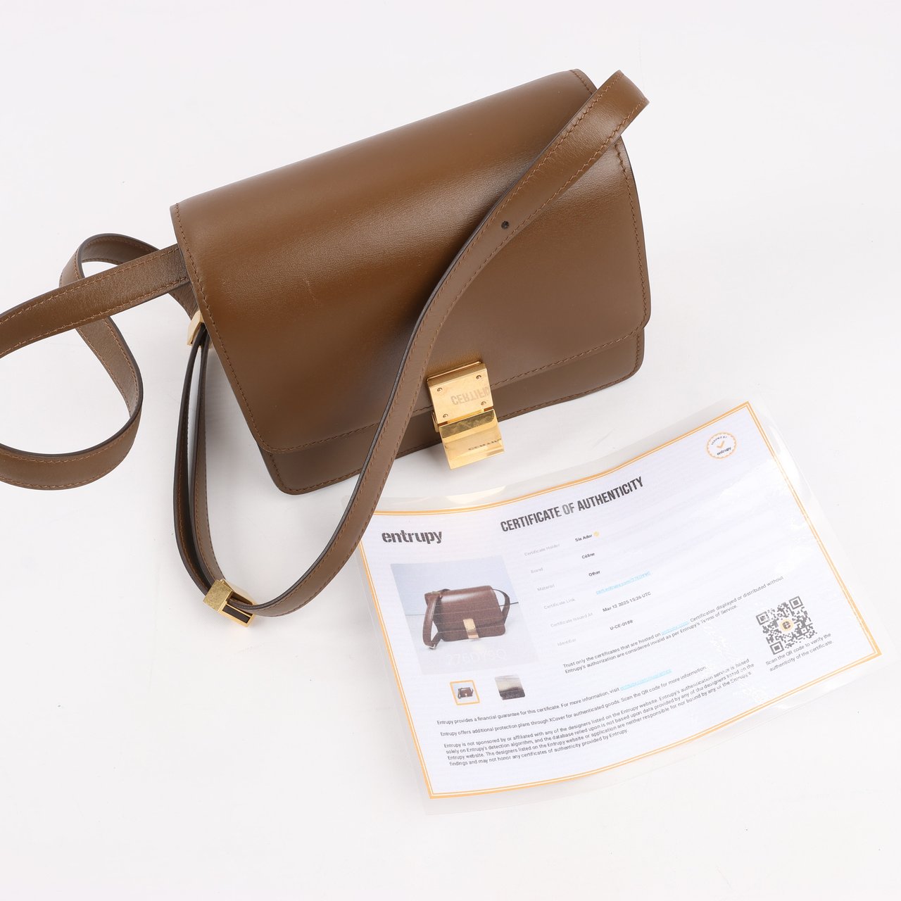 Celine Classic Box Small Leather Shoulder Bag in Brown Bruin