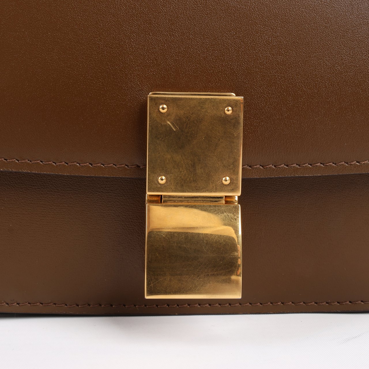 Celine Classic Box Small Leather Shoulder Bag in Brown Bruin